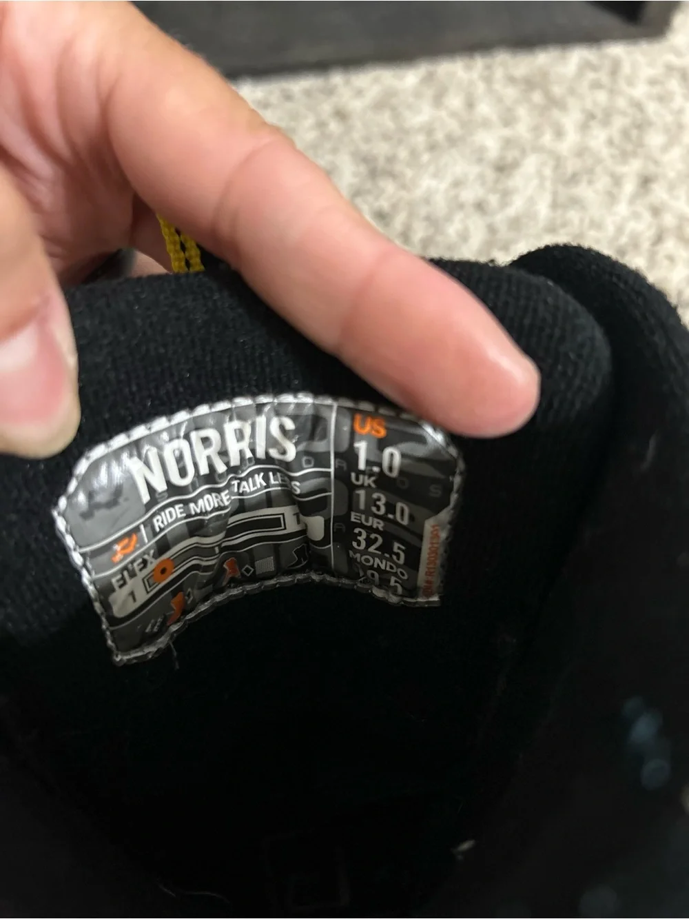 Ride Norris Youth Unisex Snowboard Boots Black & Yellow Sz 1 BOA EUC